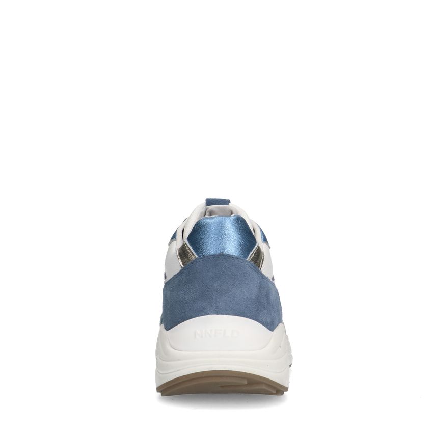 Weiße Ledersneaker mit blauen Details