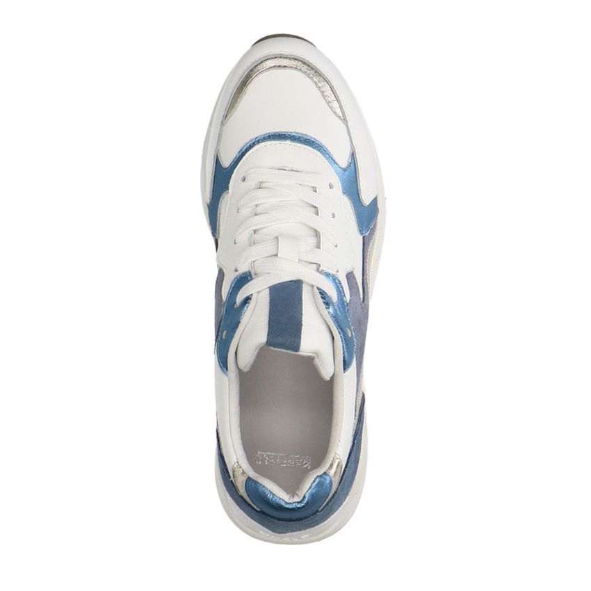 Witte leren sneakers met blauwe details