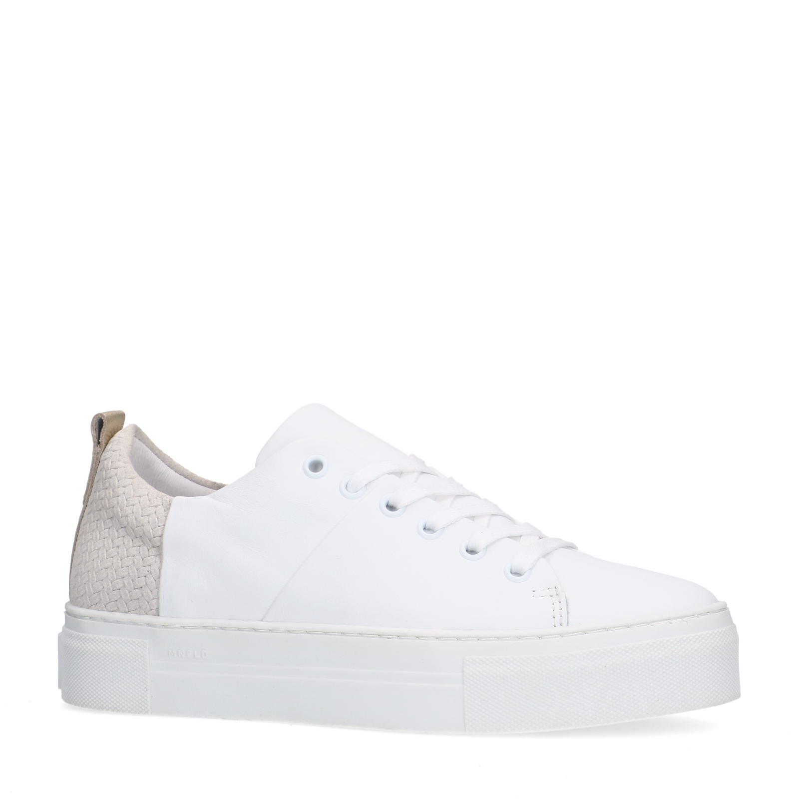 Witte leren sneakers met grijze achterkant Lage sneakers