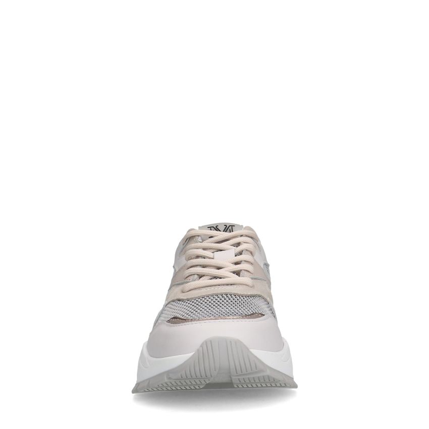 Witte leren sneakers met mesh details