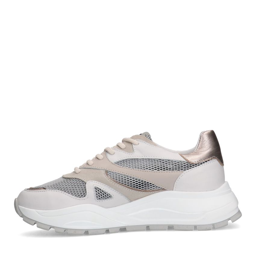 Witte leren sneakers met mesh details