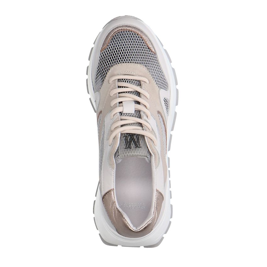 Witte leren sneakers met mesh details