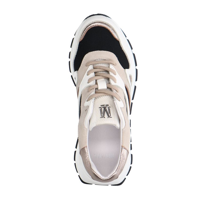 Witte leren sneakers met mesh details