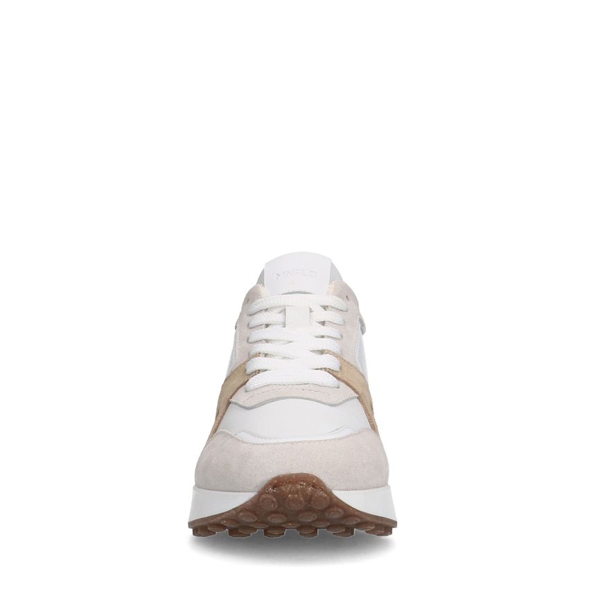 Witte leren sneakers met suède details