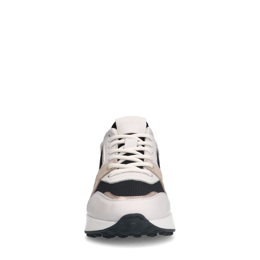 Witte leren sneakers met mesh details