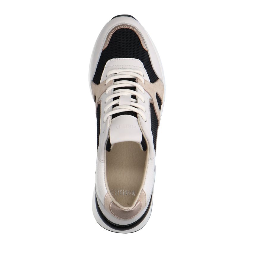 Witte leren sneakers met mesh details