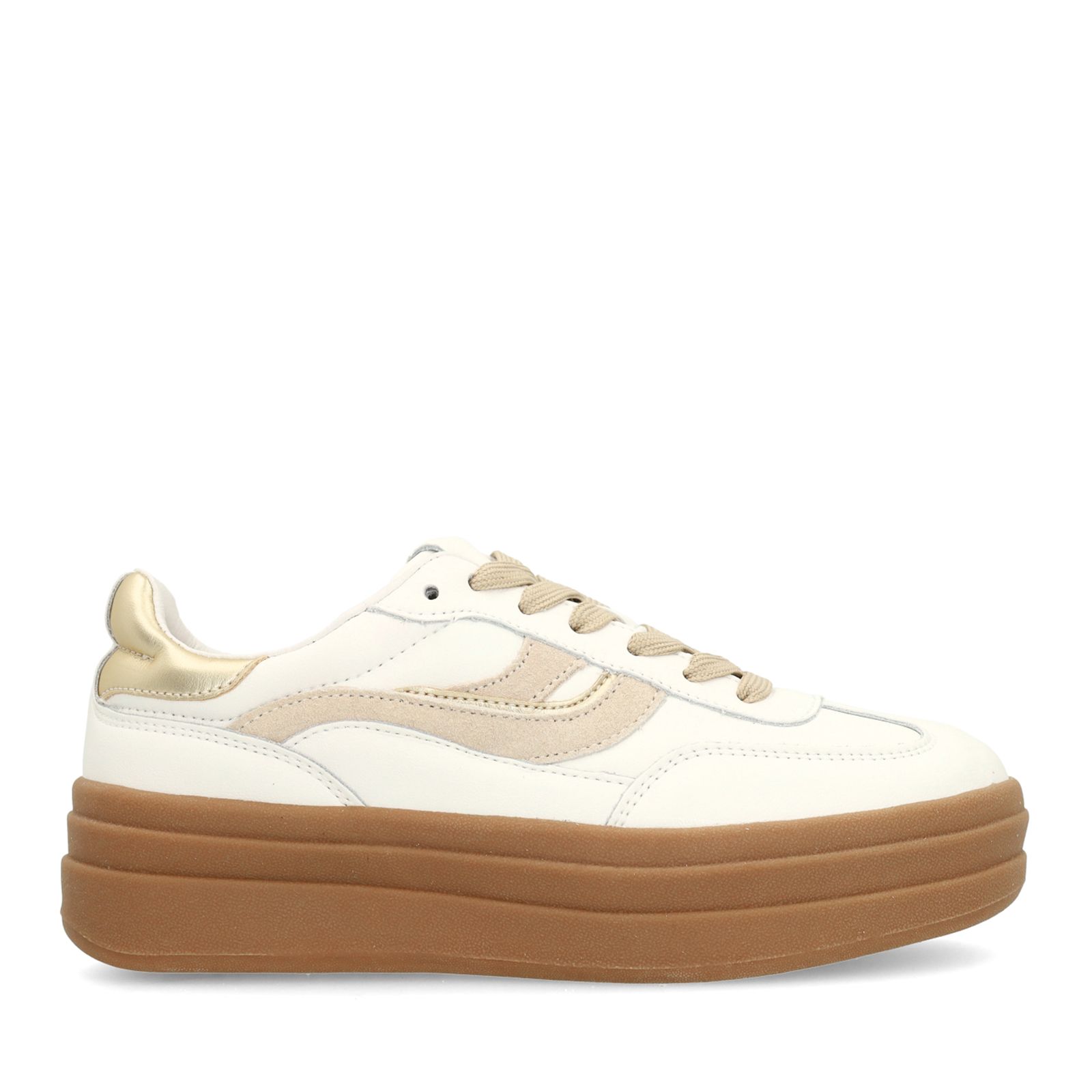 Witte leren sneakers met suède details
