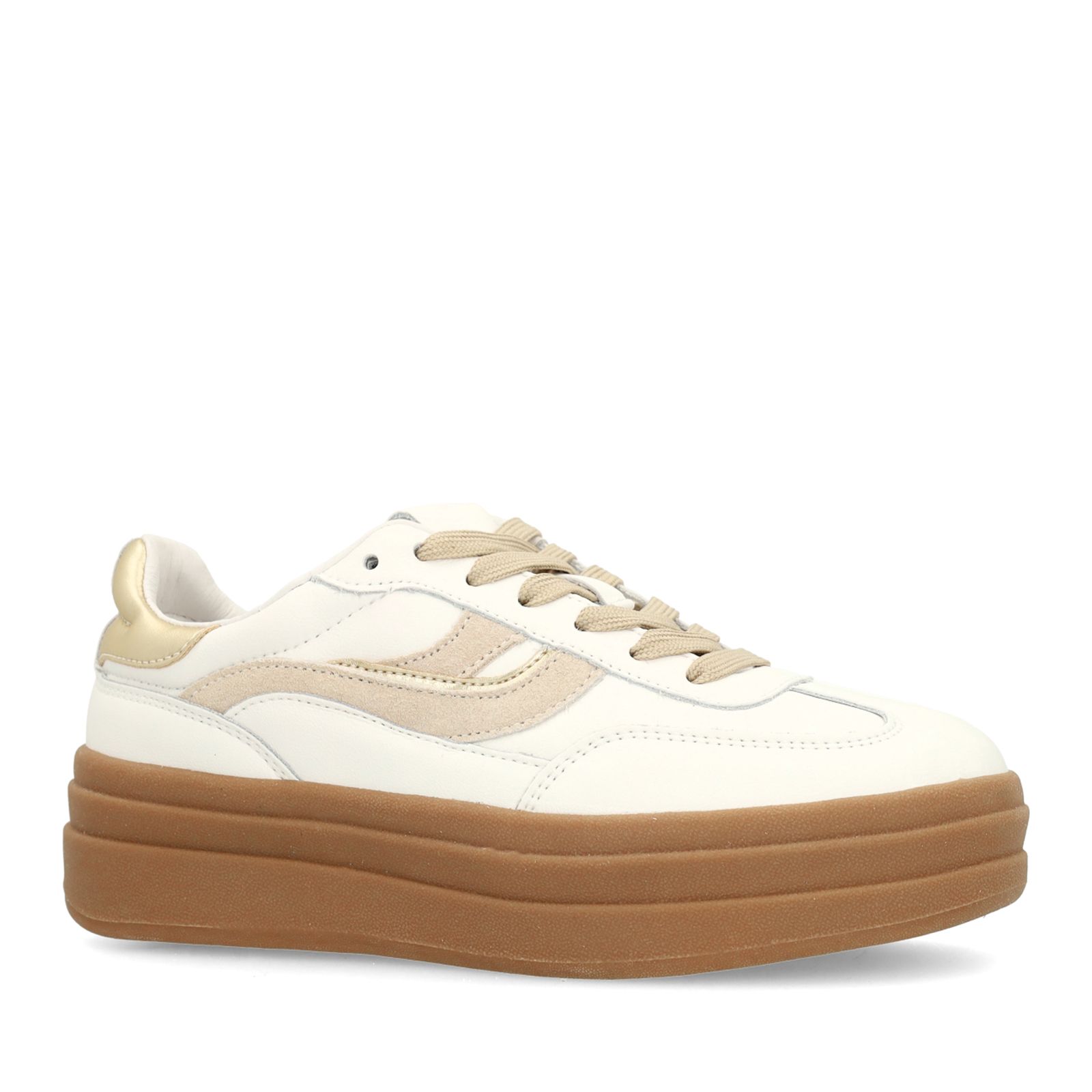 Witte leren sneakers met suède details