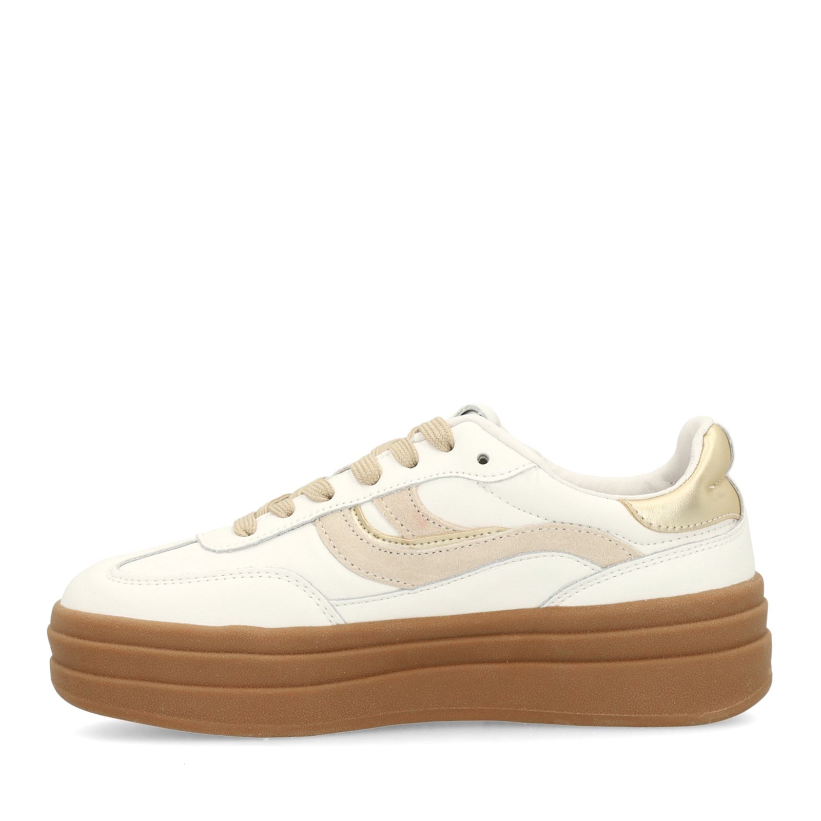Witte leren sneakers met suède details