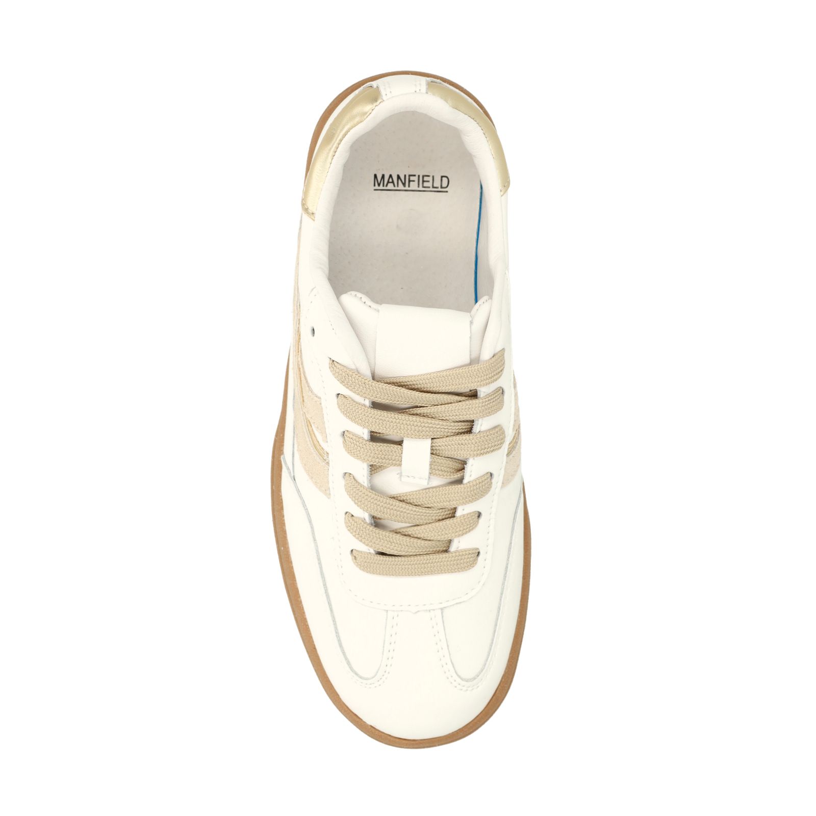Weiße Ledersneaker mit Veloursleder-Details