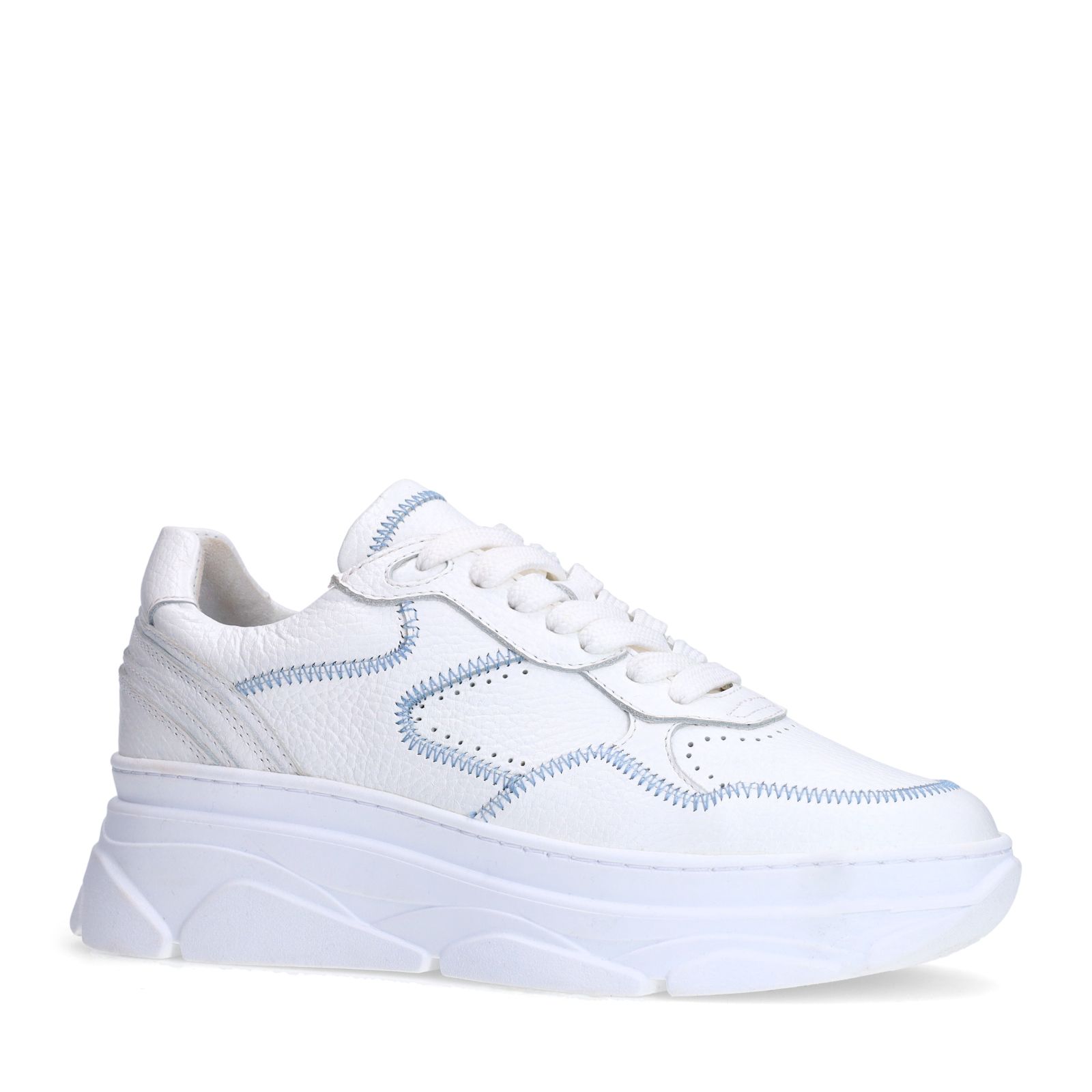 Witte leren sneakers met denim details