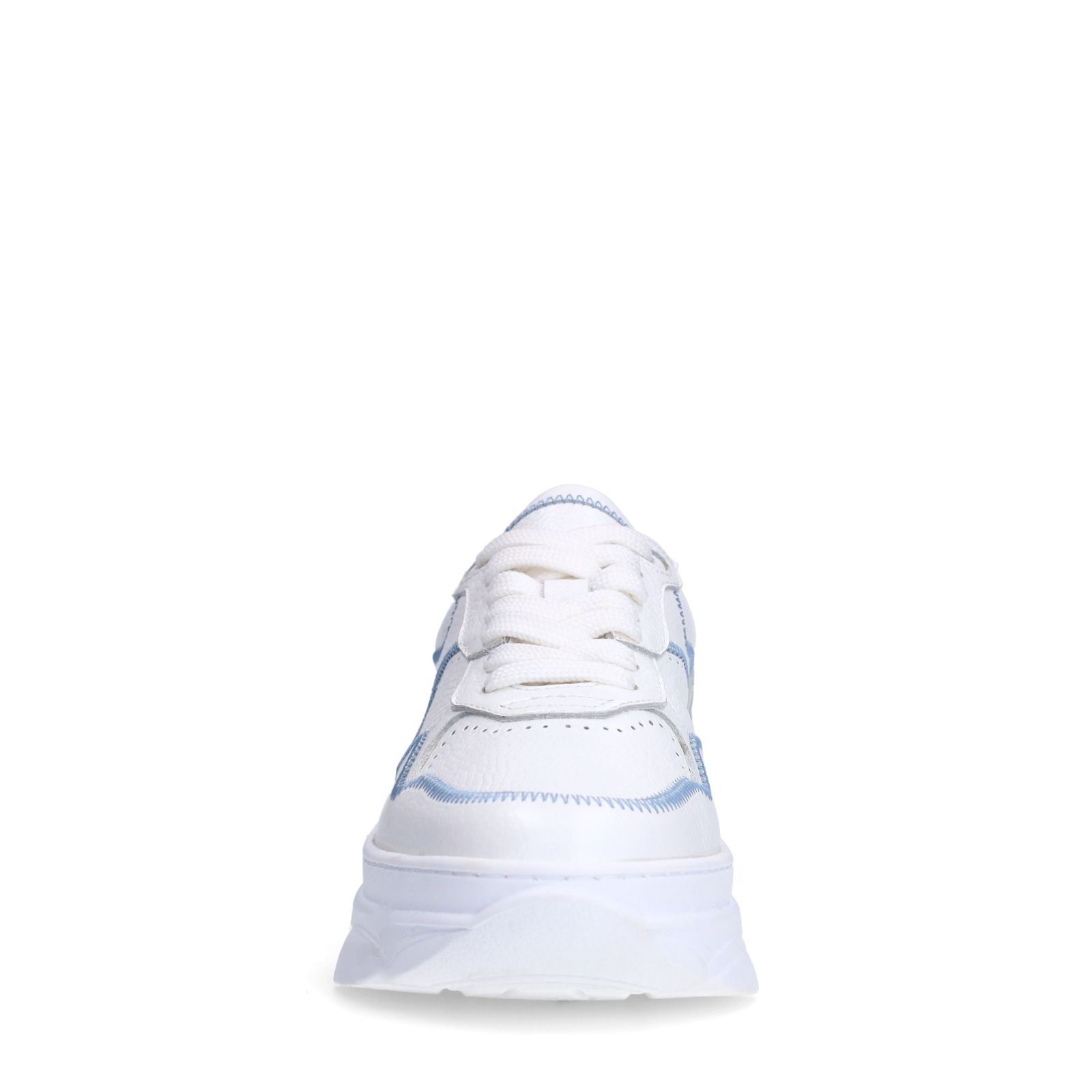 Weiße Ledersneaker mit Denim-Details