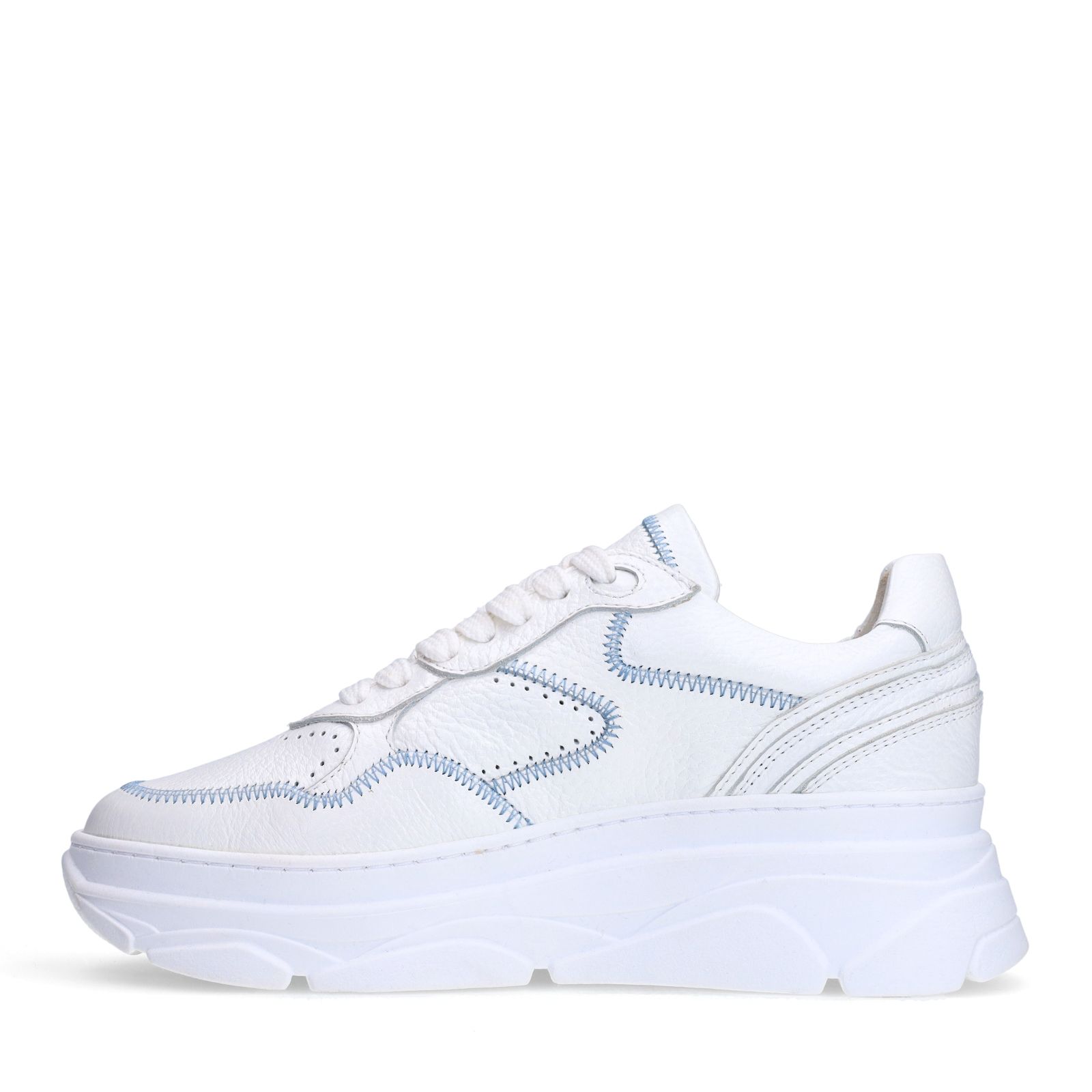 Witte leren sneakers met denim details