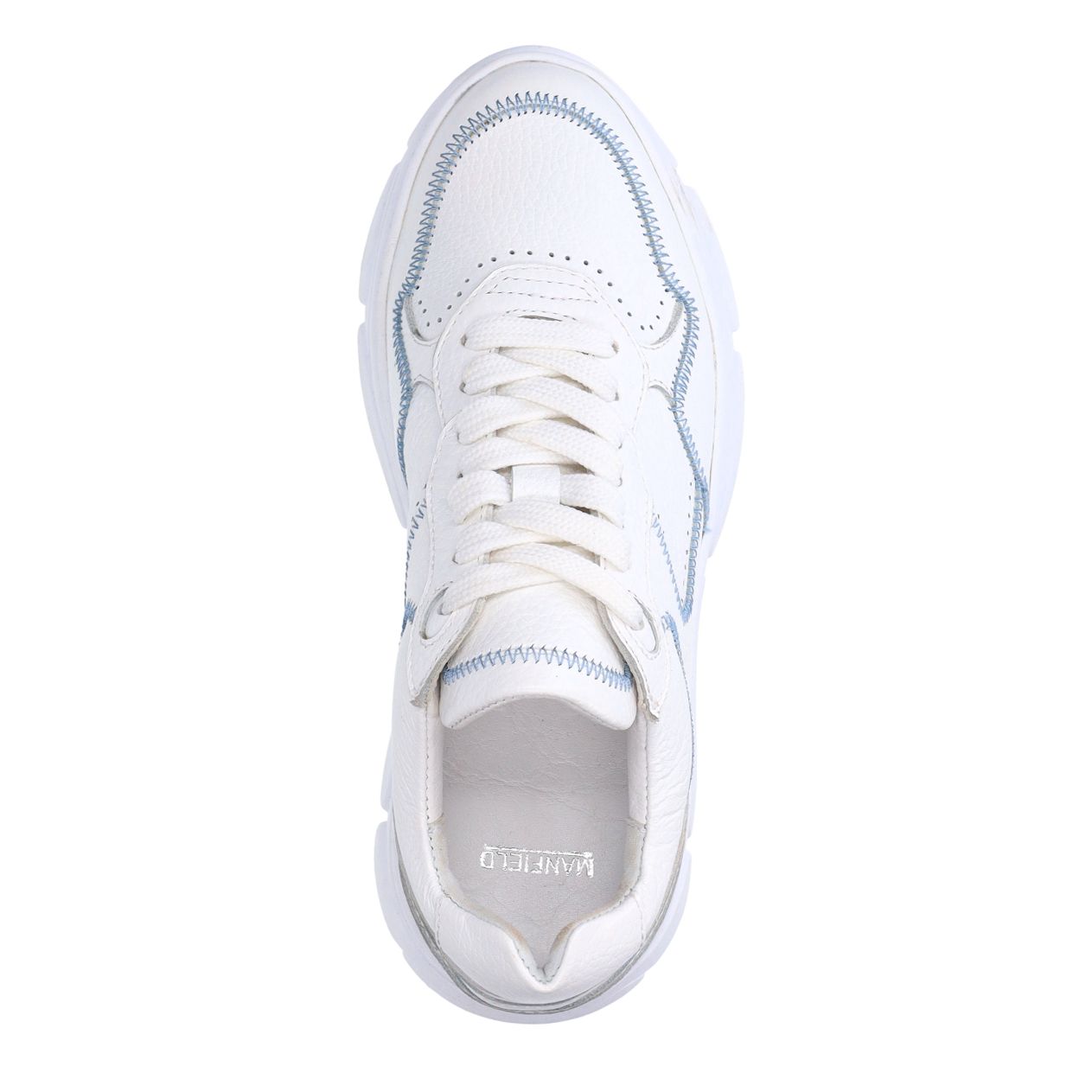 Witte leren sneakers met denim details