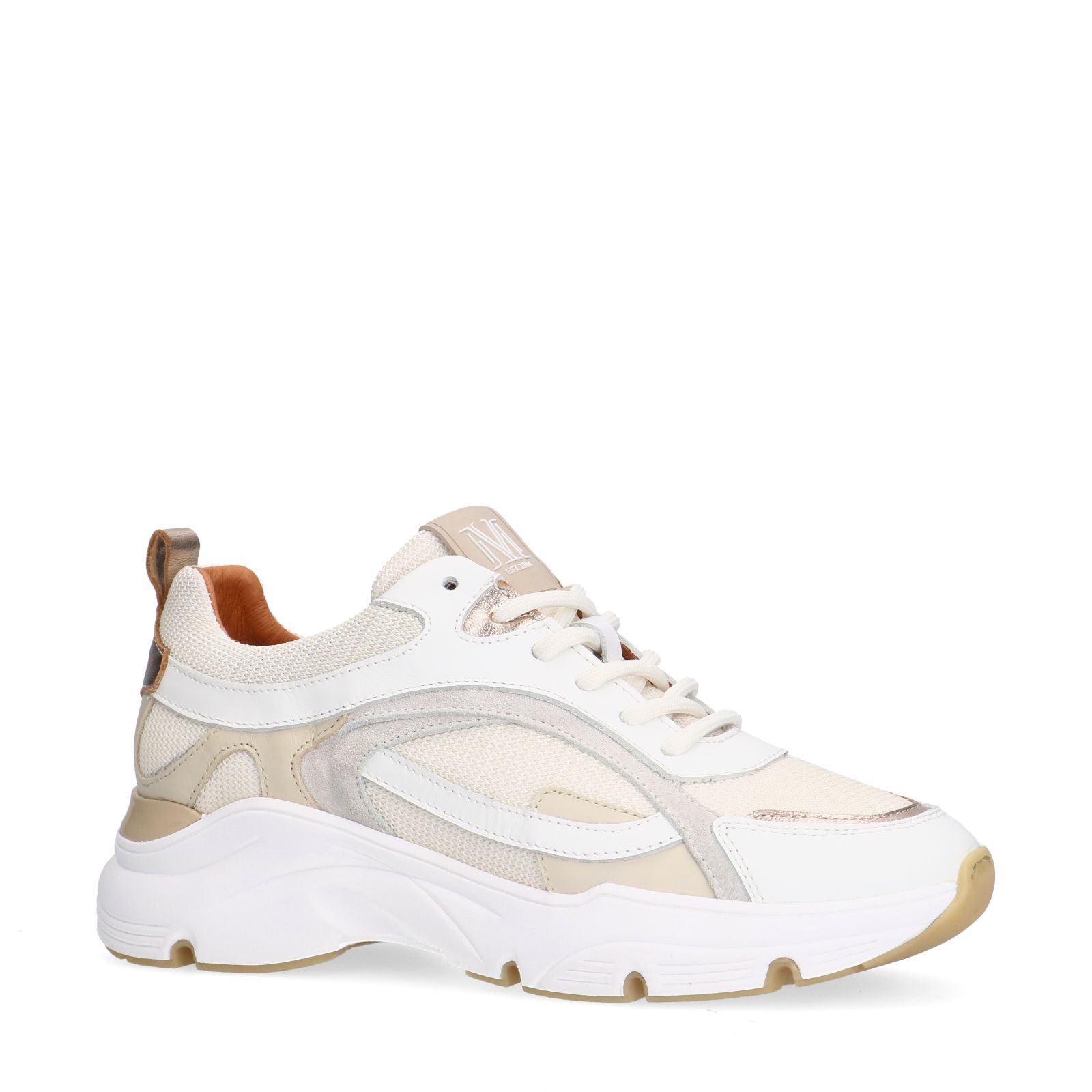 Weiße Ledersneaker mit Textil-Details