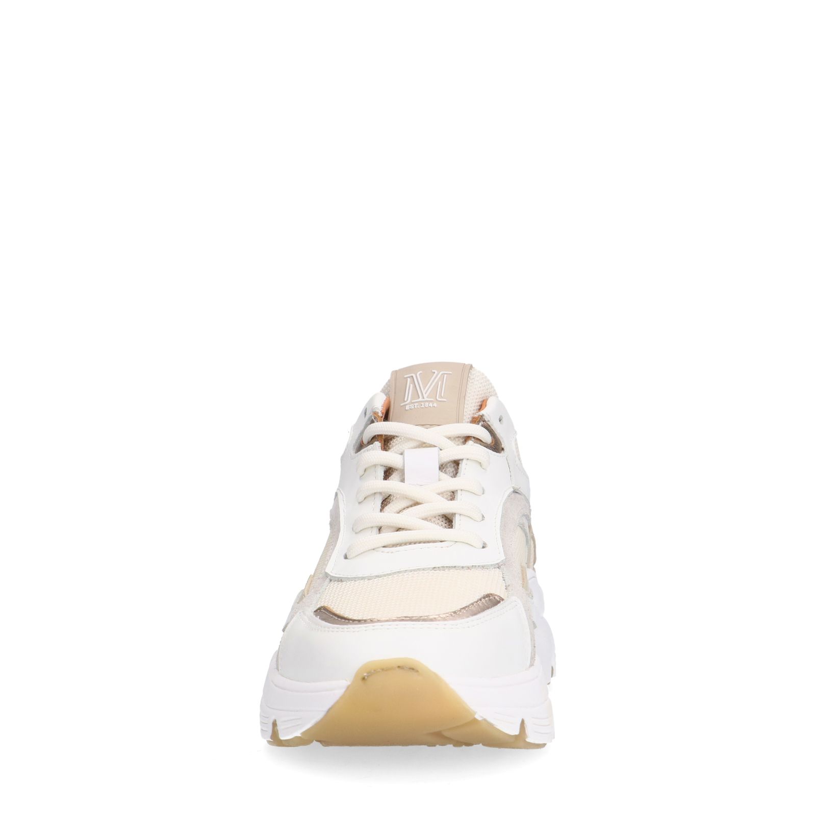 Weiße Ledersneaker mit Textil-Details