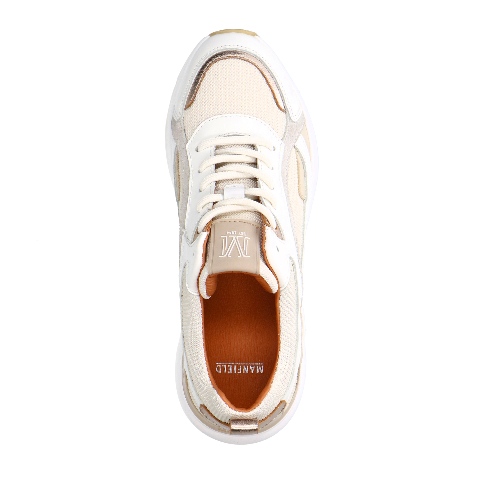 Witte leren sneakers met stoffen details Lage sneakers