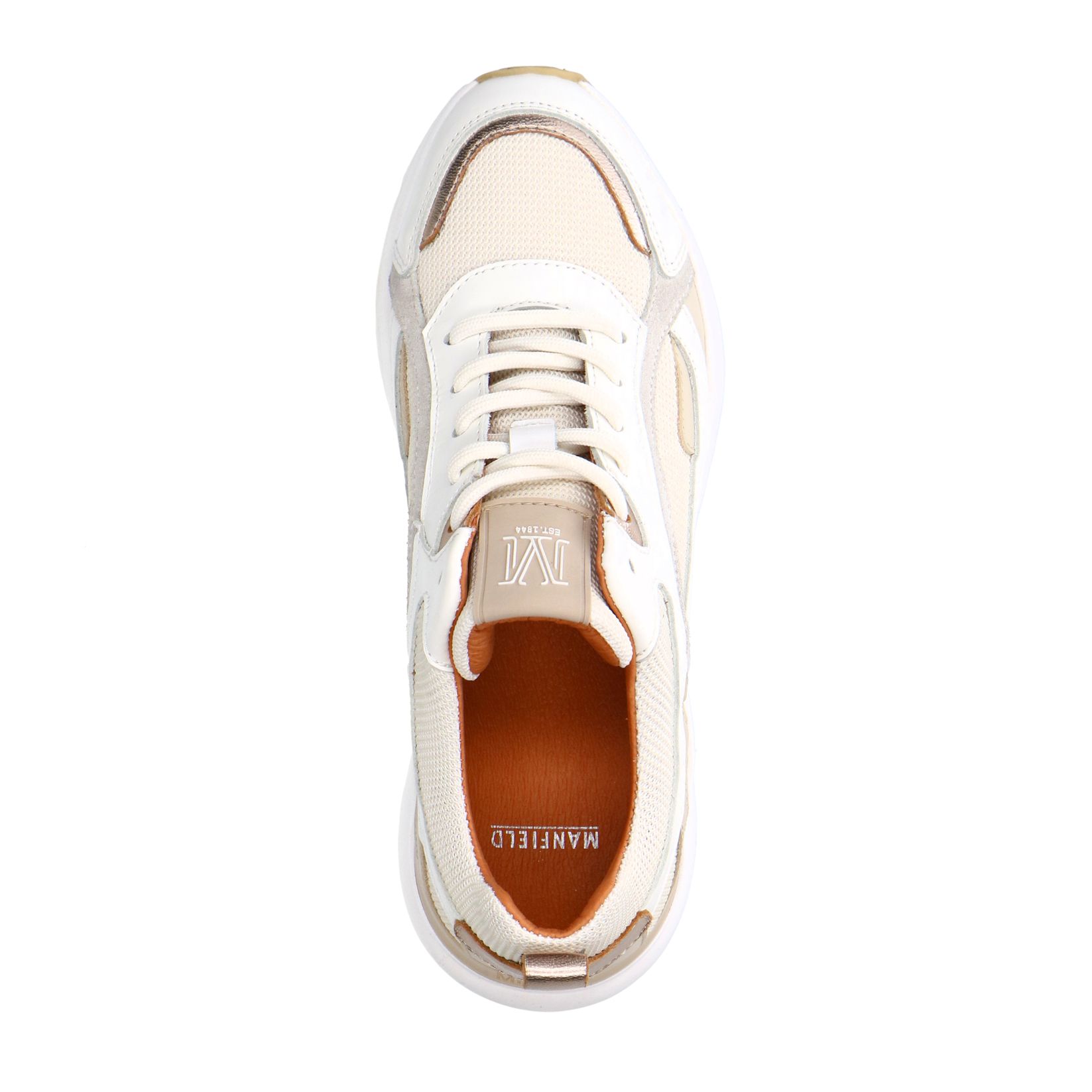 Weiße Ledersneaker mit Textil-Details