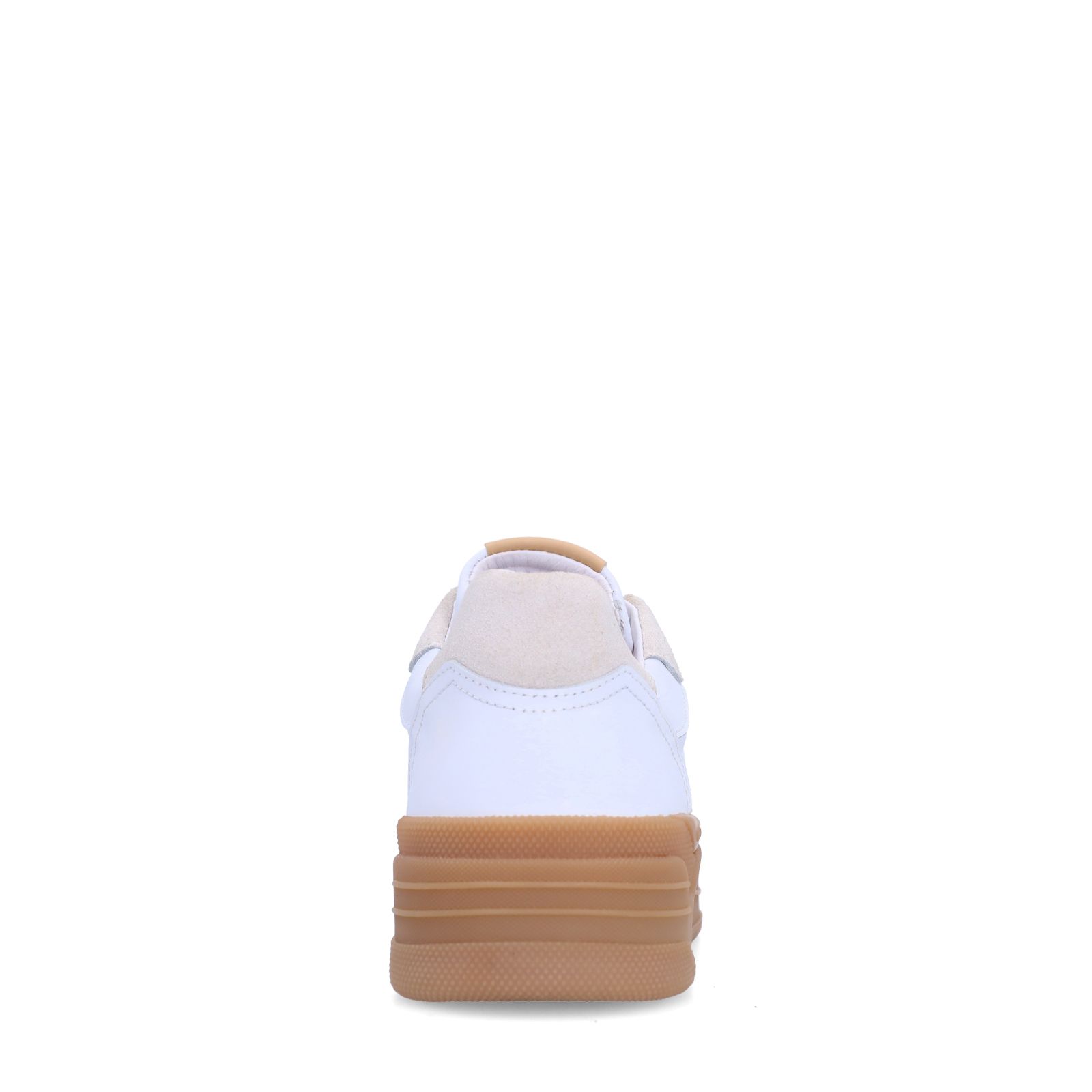 Witte leren sneakers met beige suéde details