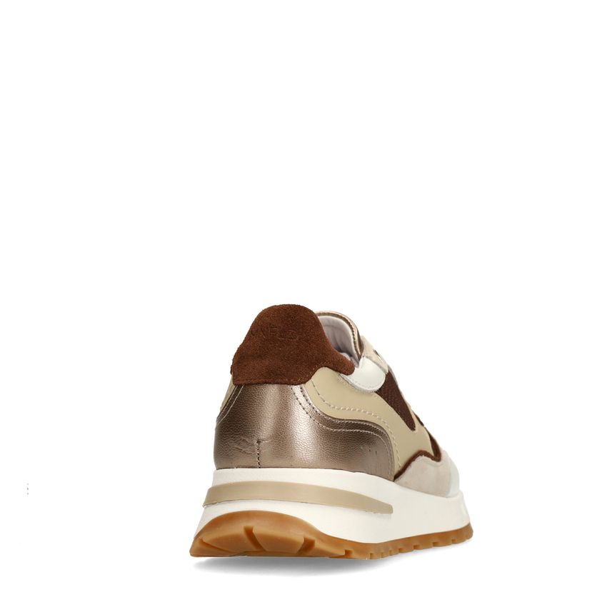 Beige leren sneakers met multicolor details