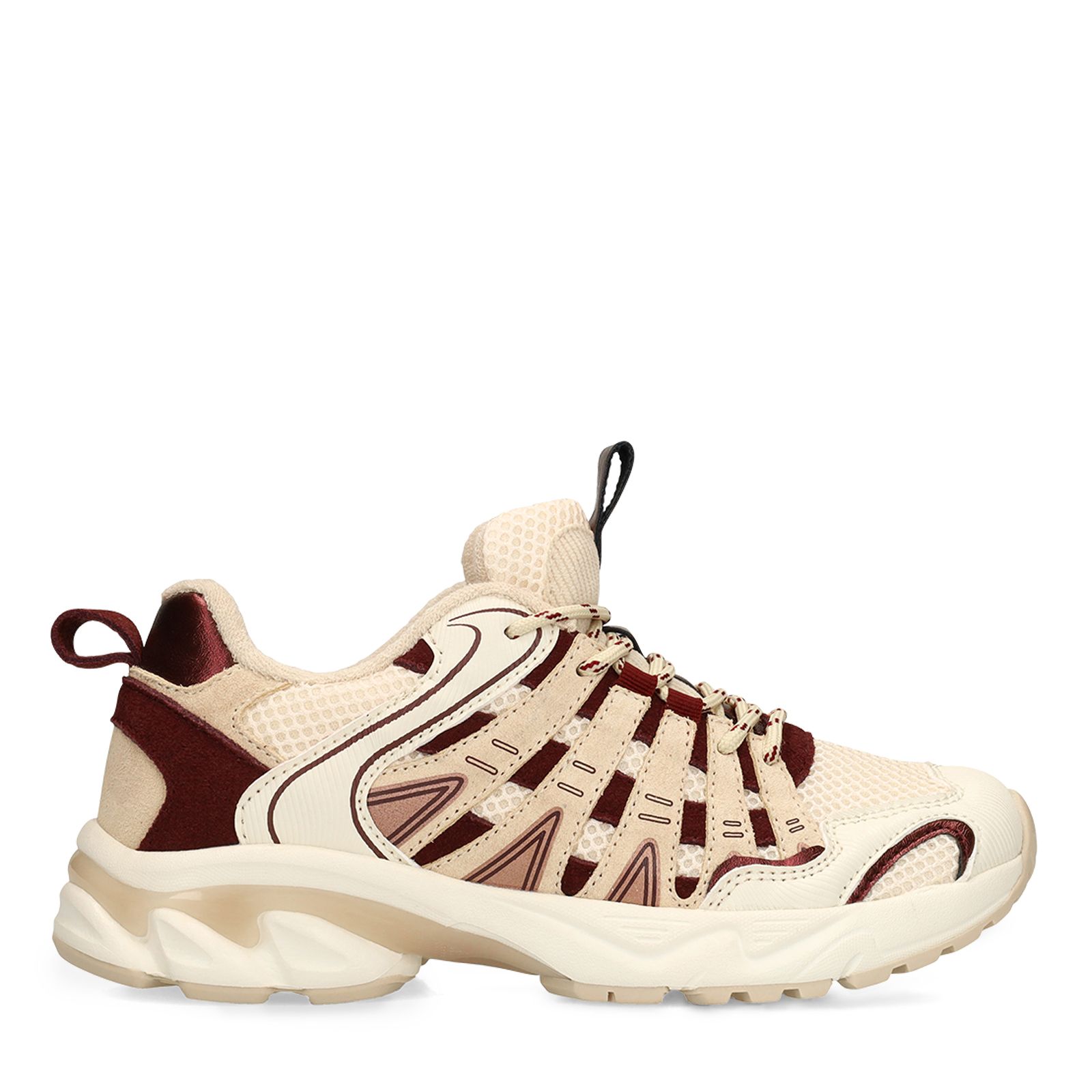Off white mesh sneakers met burgundy details