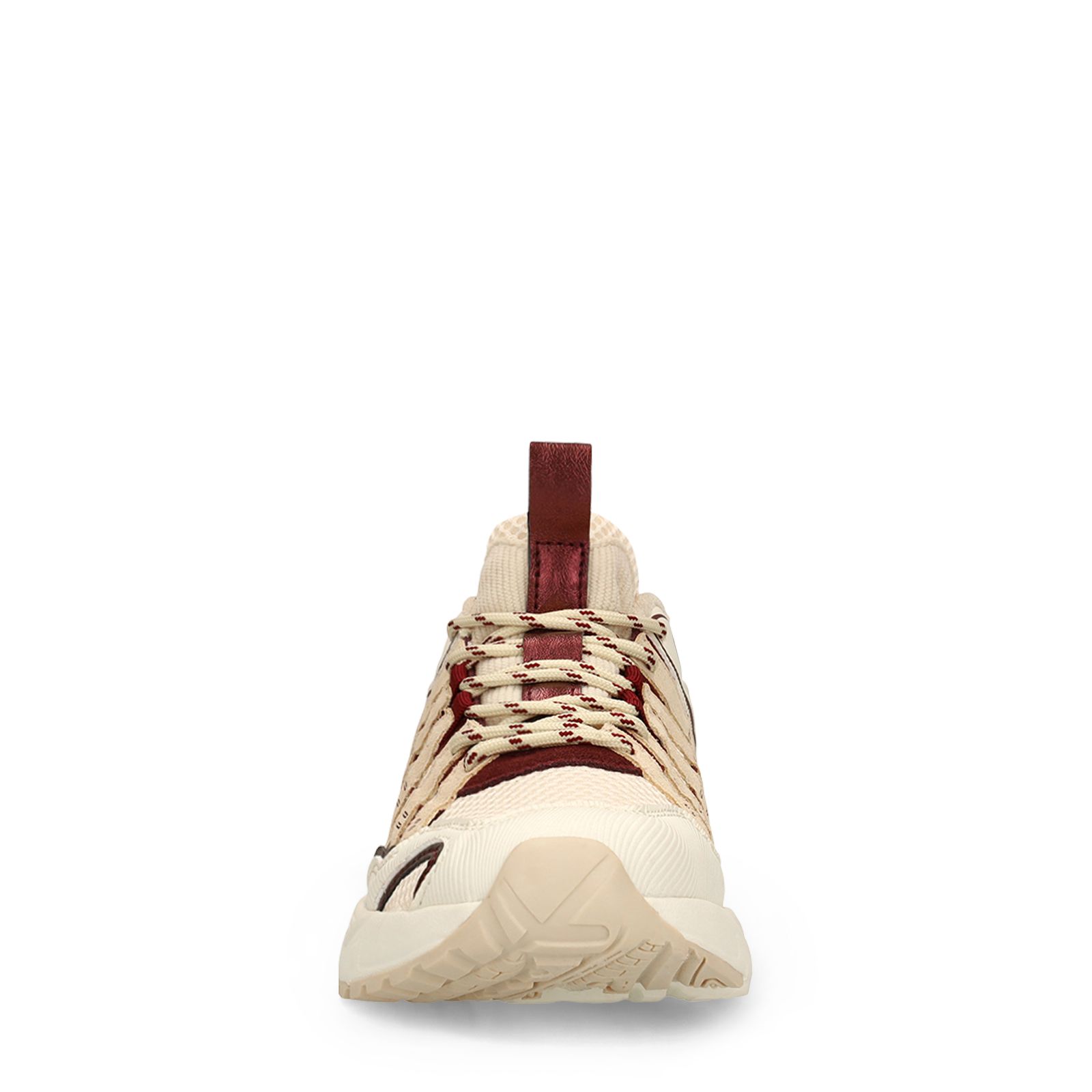 Off white mesh sneakers met burgundy details