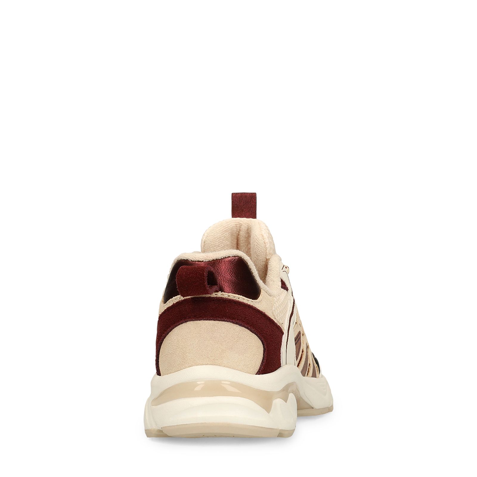 Off white mesh sneakers met burgundy details