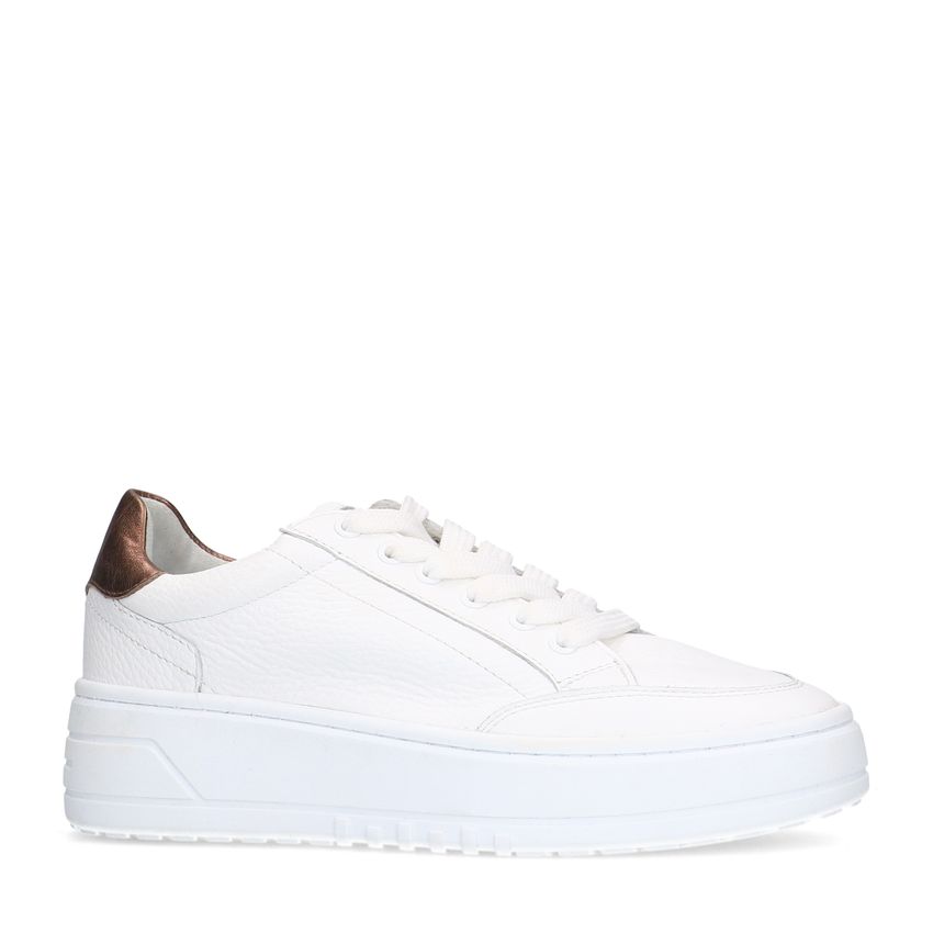 Witte leren sneakers met bronskleurige details