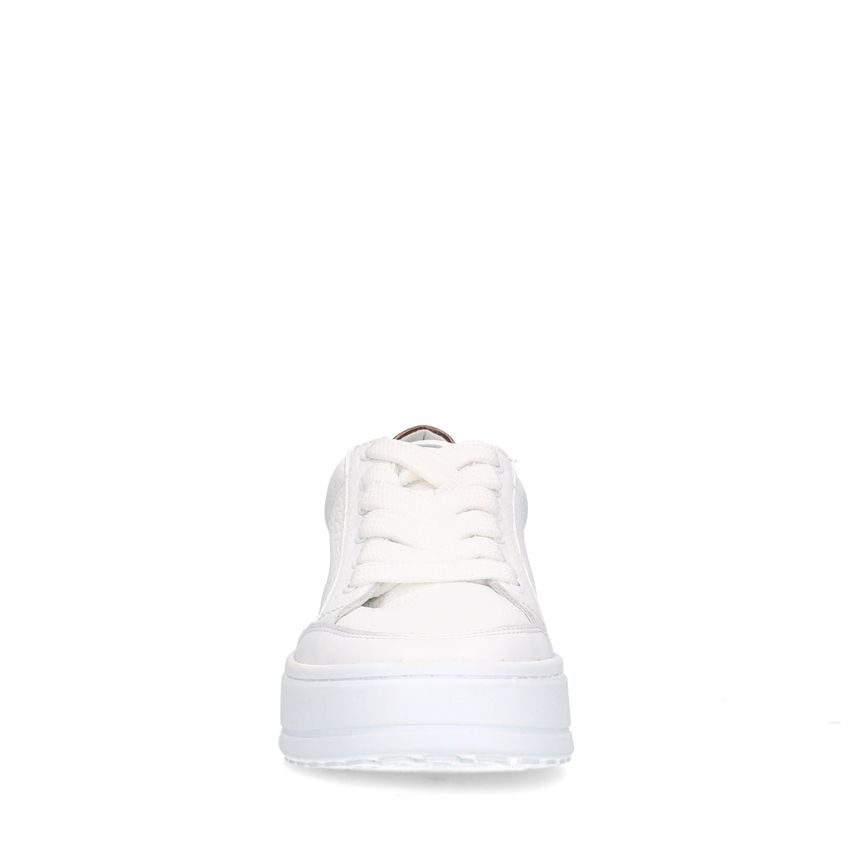 Witte leren sneakers met bronskleurige details