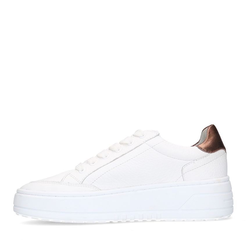 Witte leren sneakers met bronskleurige details