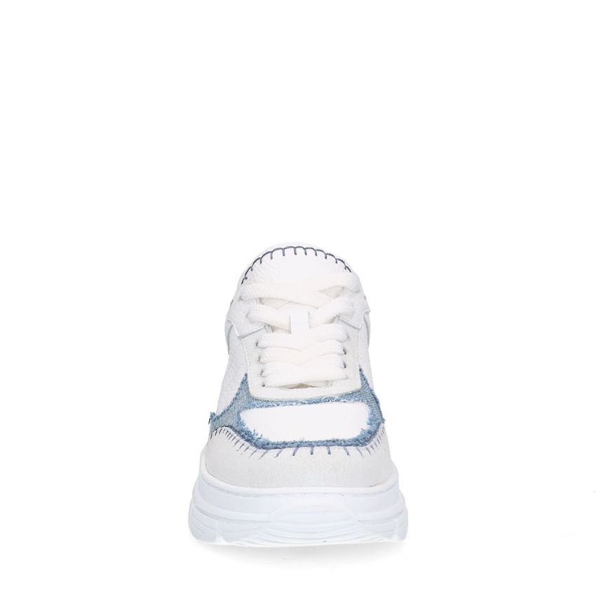 Witte leren sneakers met denim details