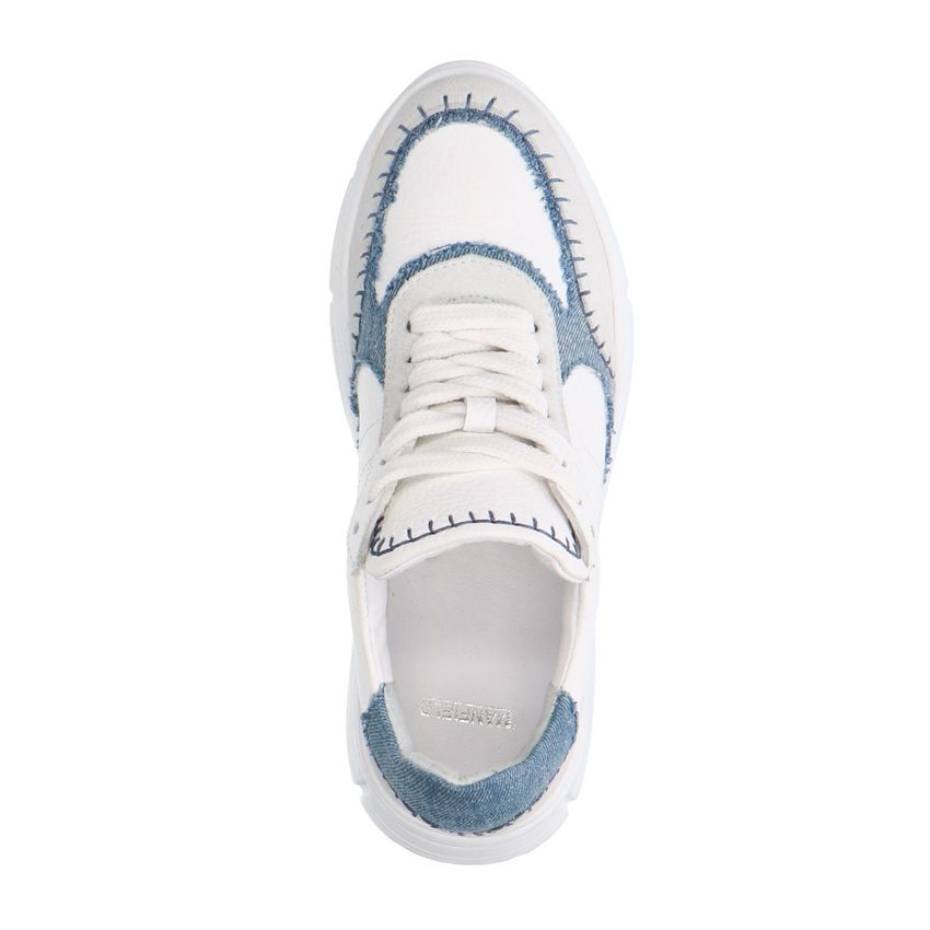 Witte leren sneakers met denim details