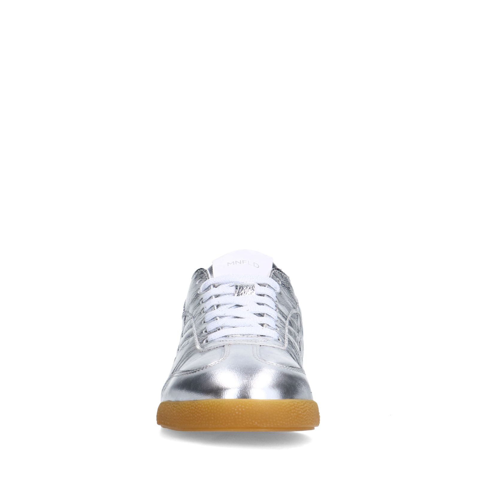 Zilveren leren metallic sneakers