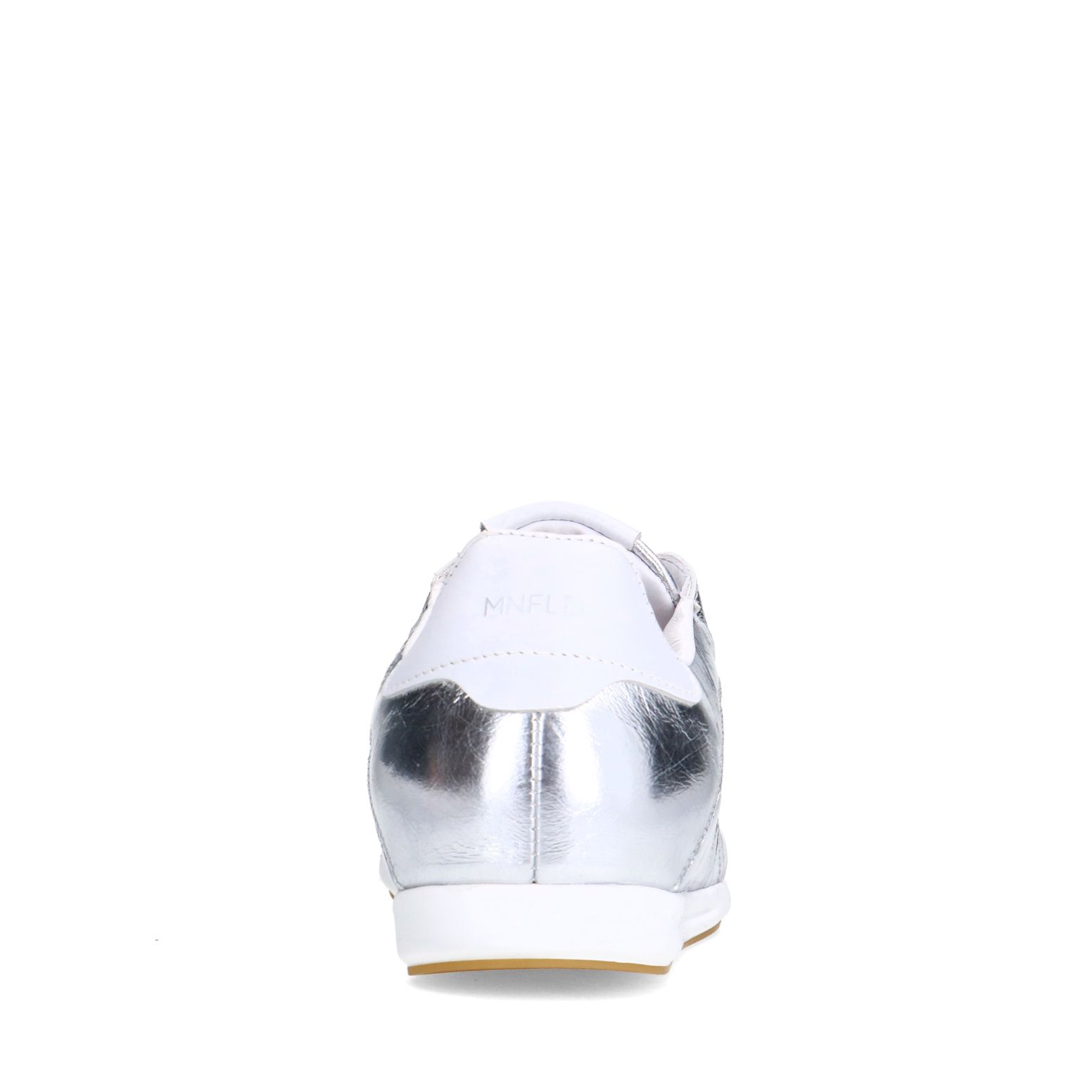 Zilveren leren metallic sneakers
