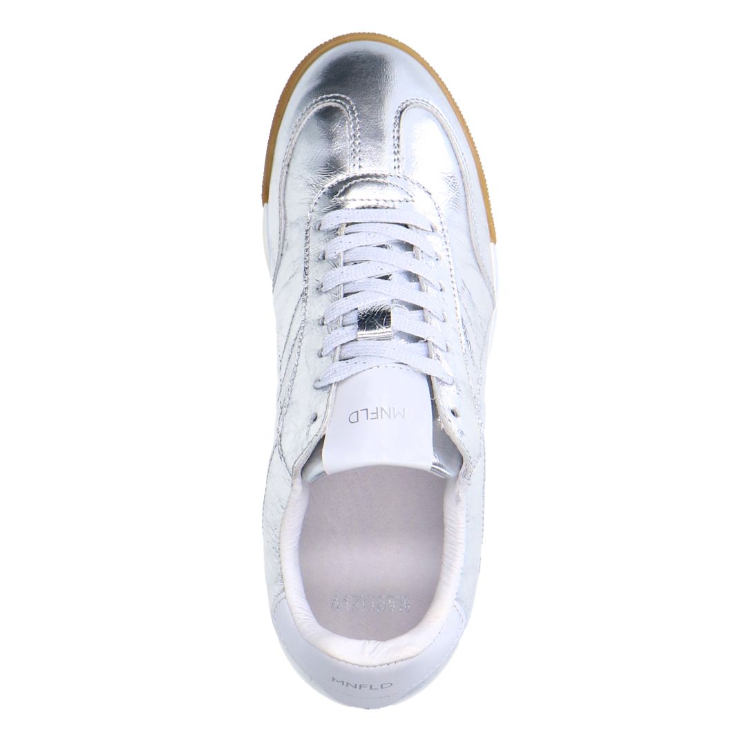 Zilveren leren metallic sneakers