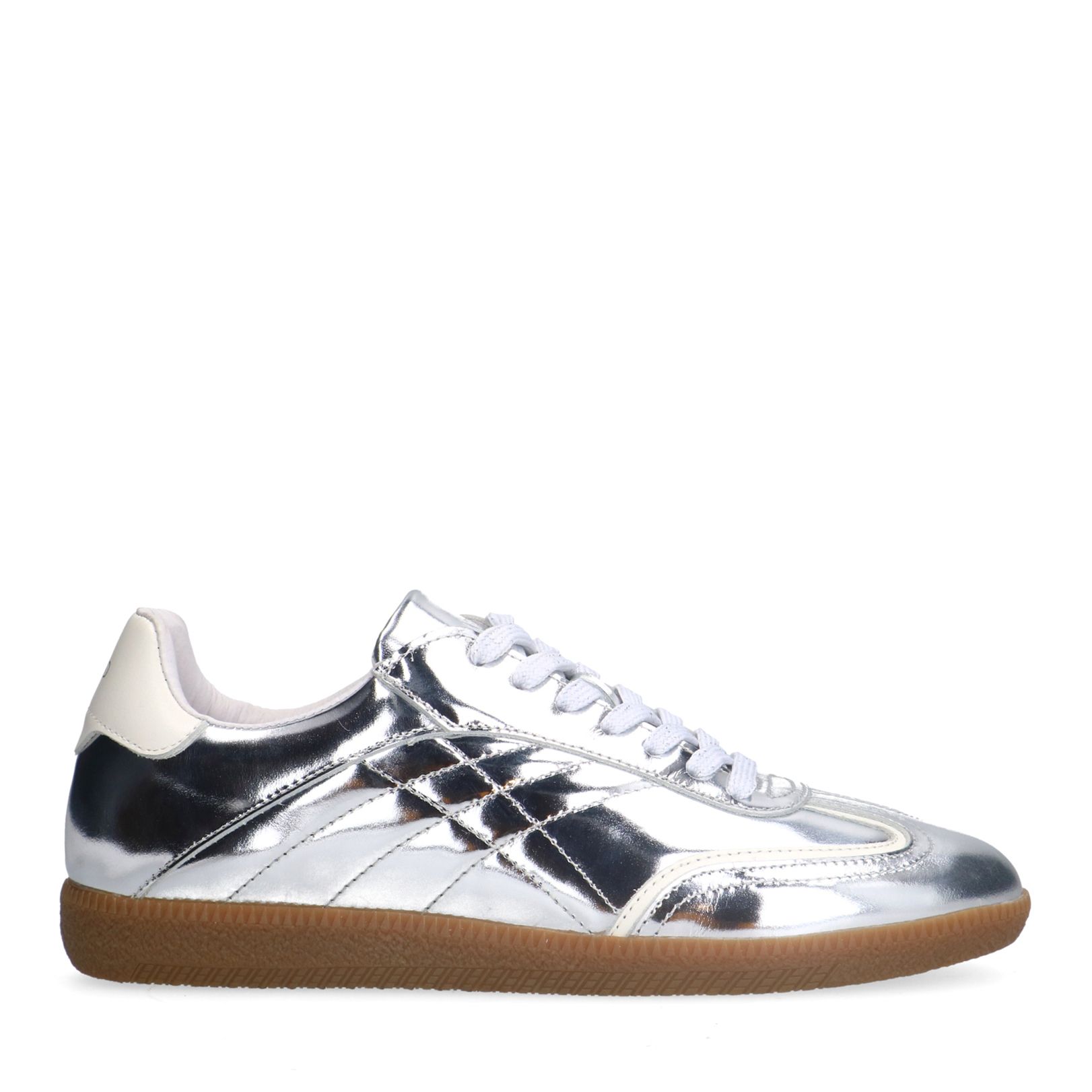 Zilveren leren sneakers