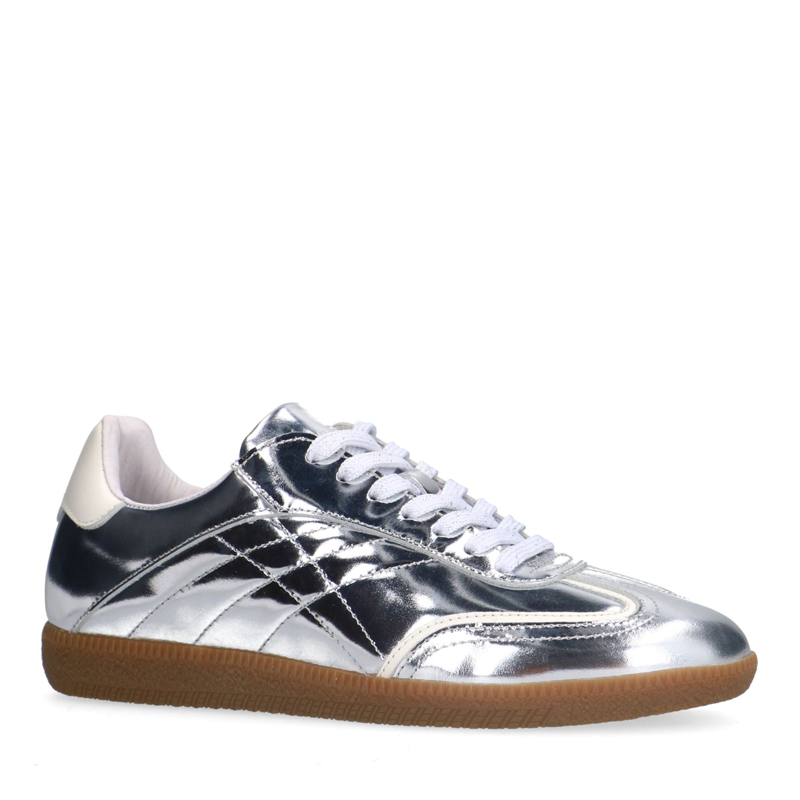 Zilveren leren sneakers