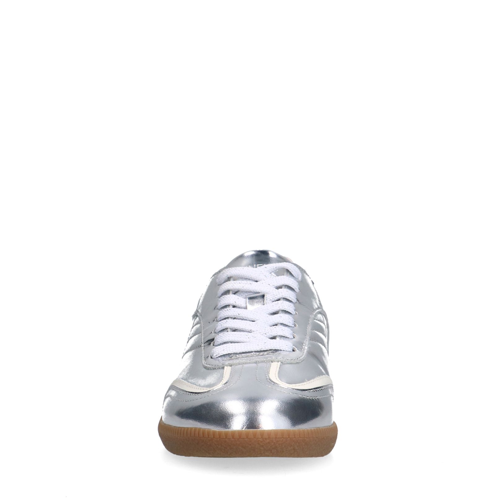 Zilveren leren sneakers