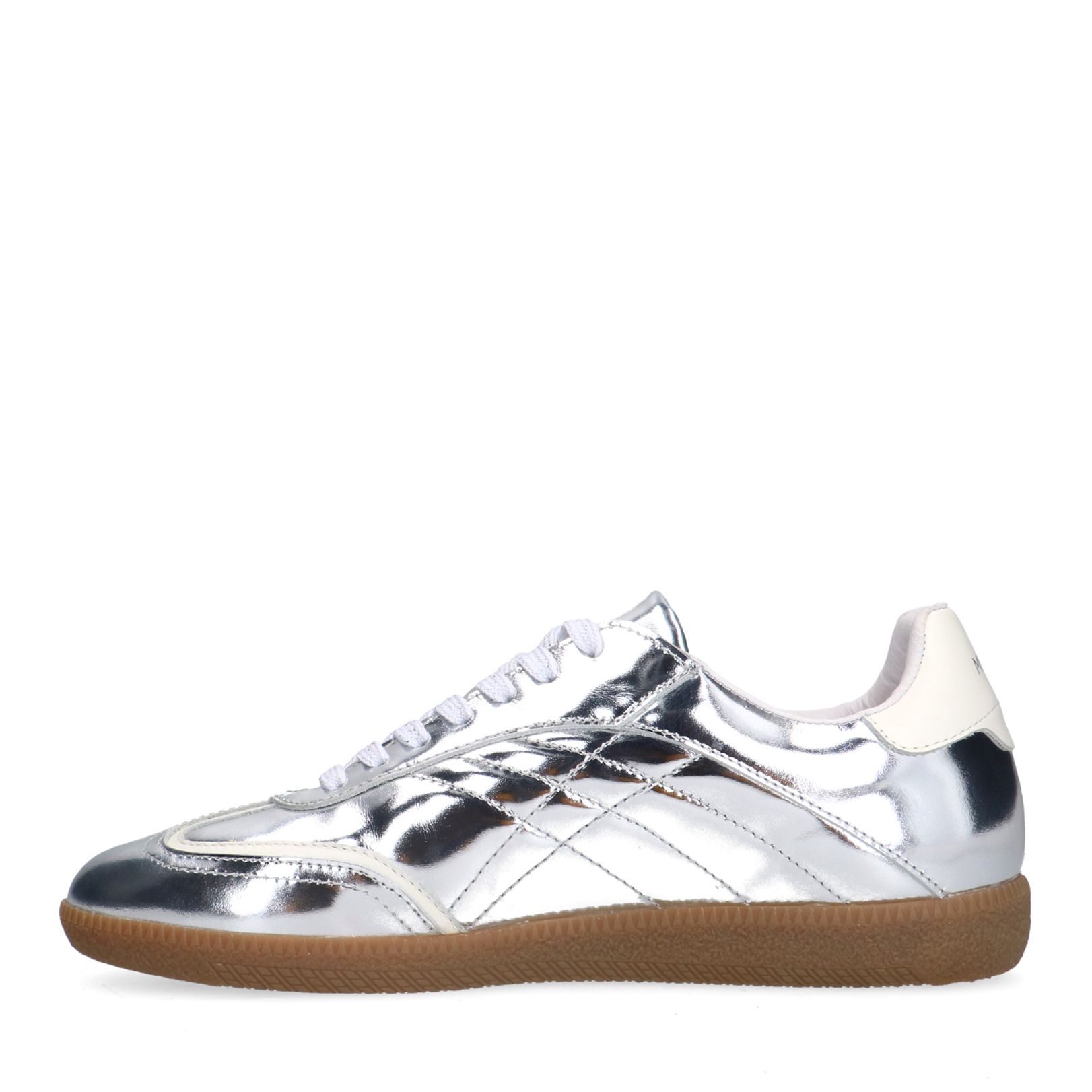 Zilveren leren sneakers