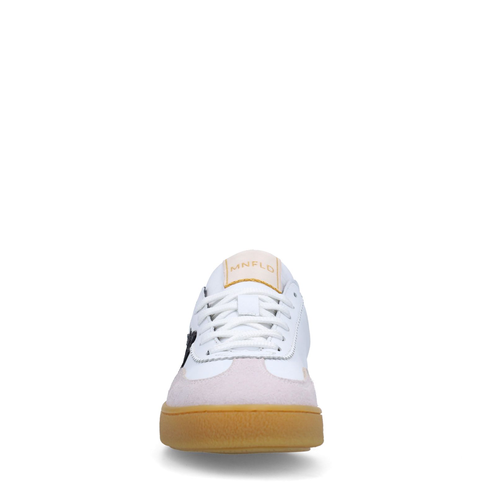 Weiße Ledersneaker mit schwarzen Details