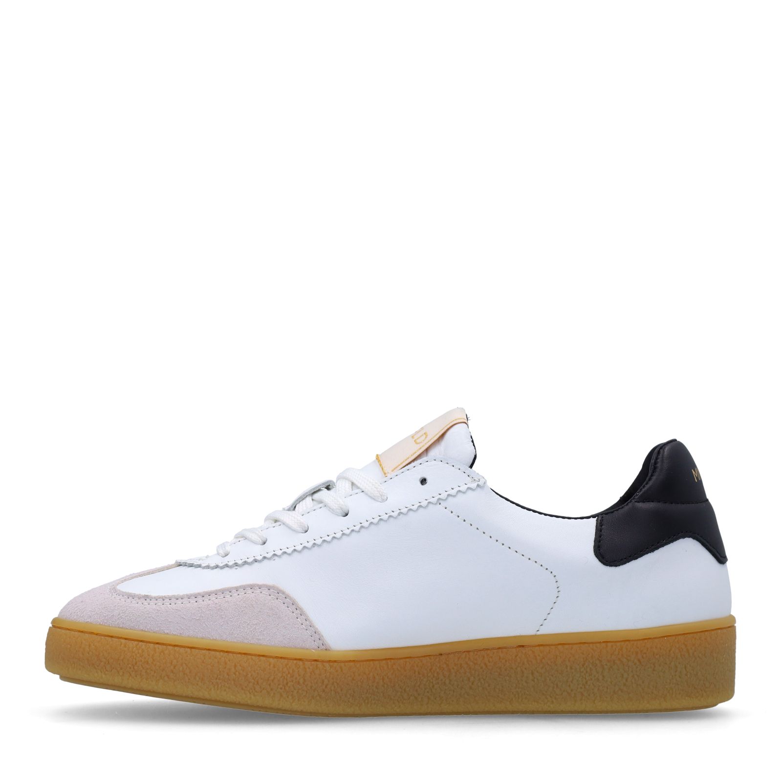 Weiße Ledersneaker mit schwarzen Details