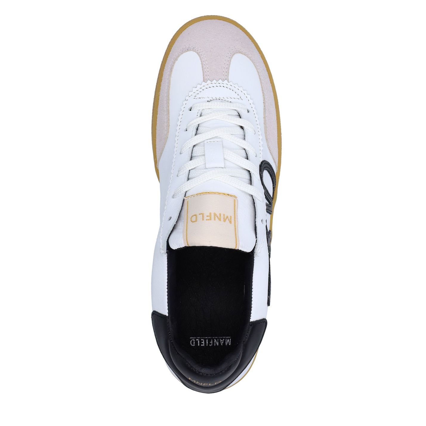 Weiße Ledersneaker mit schwarzen Details
