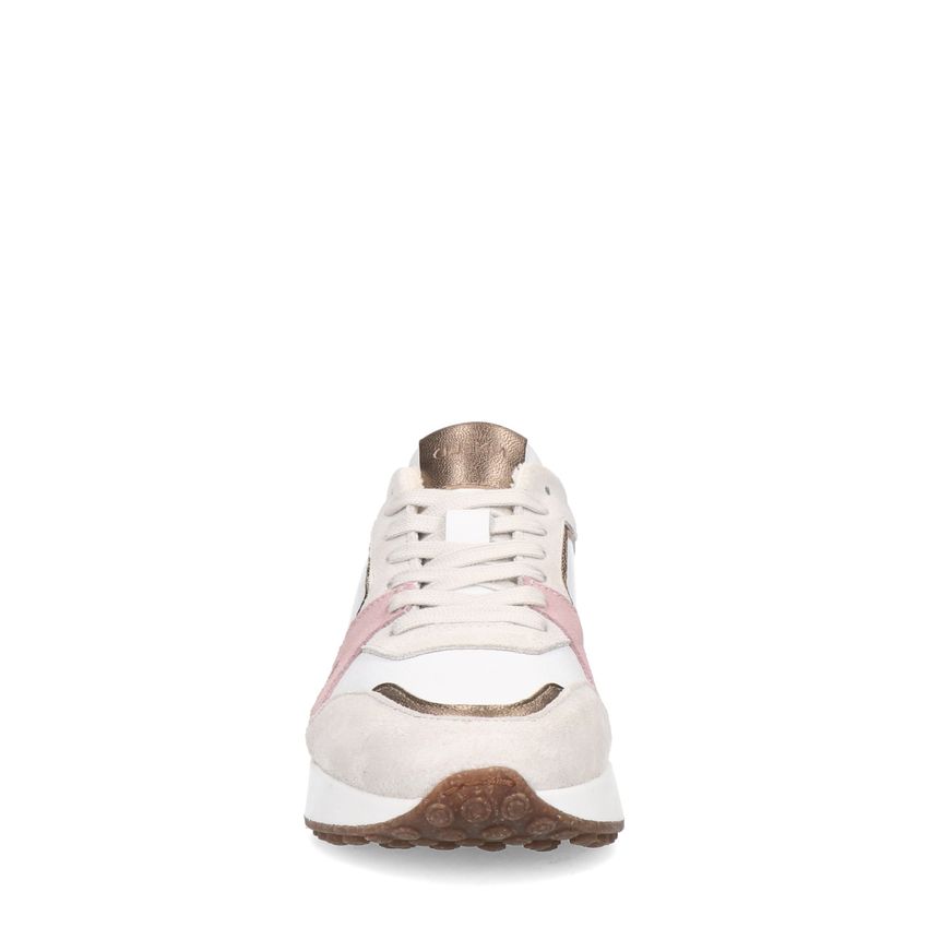 Weiße Ledersneaker mit roséfarbenen Details