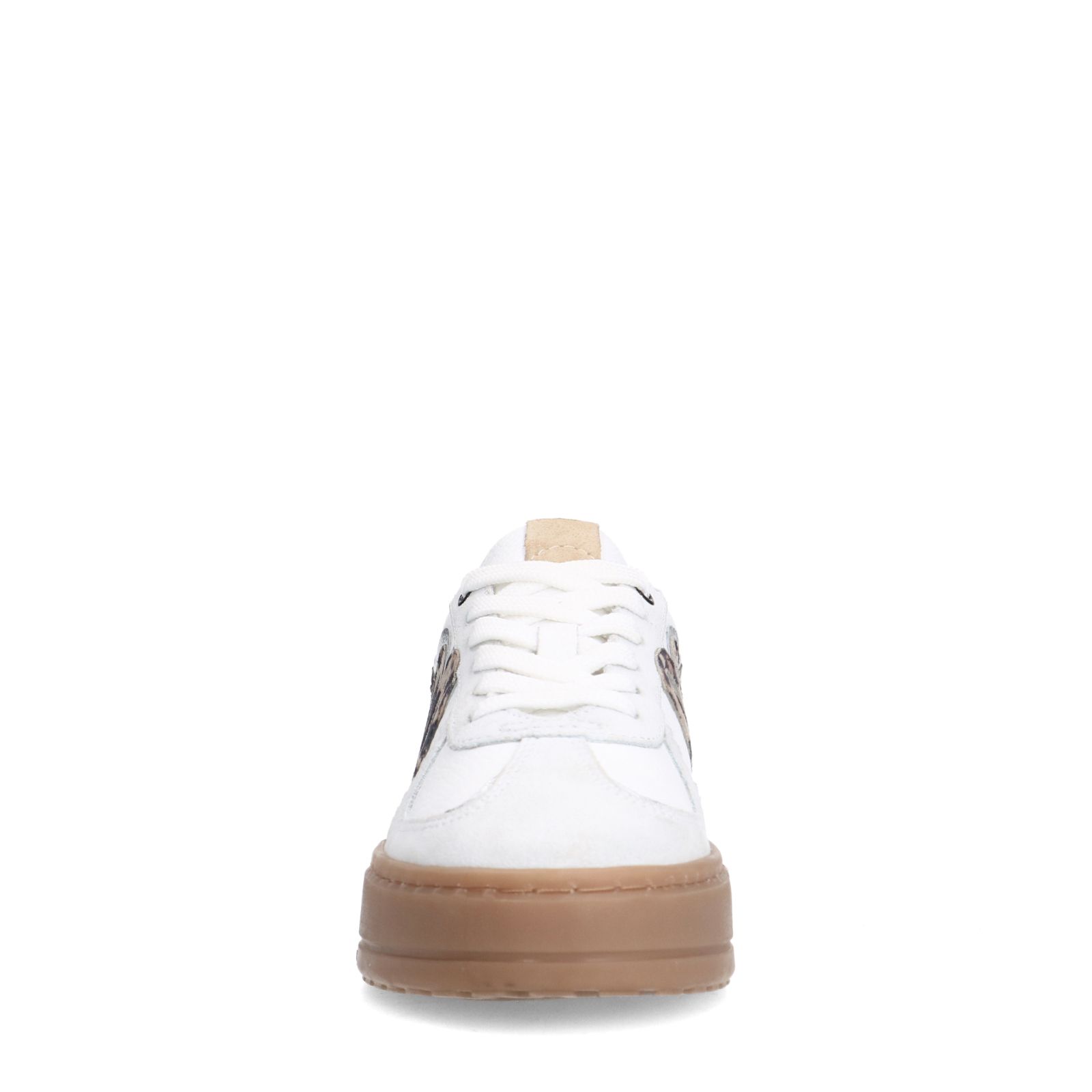 Witte leren sneakers met leopard details