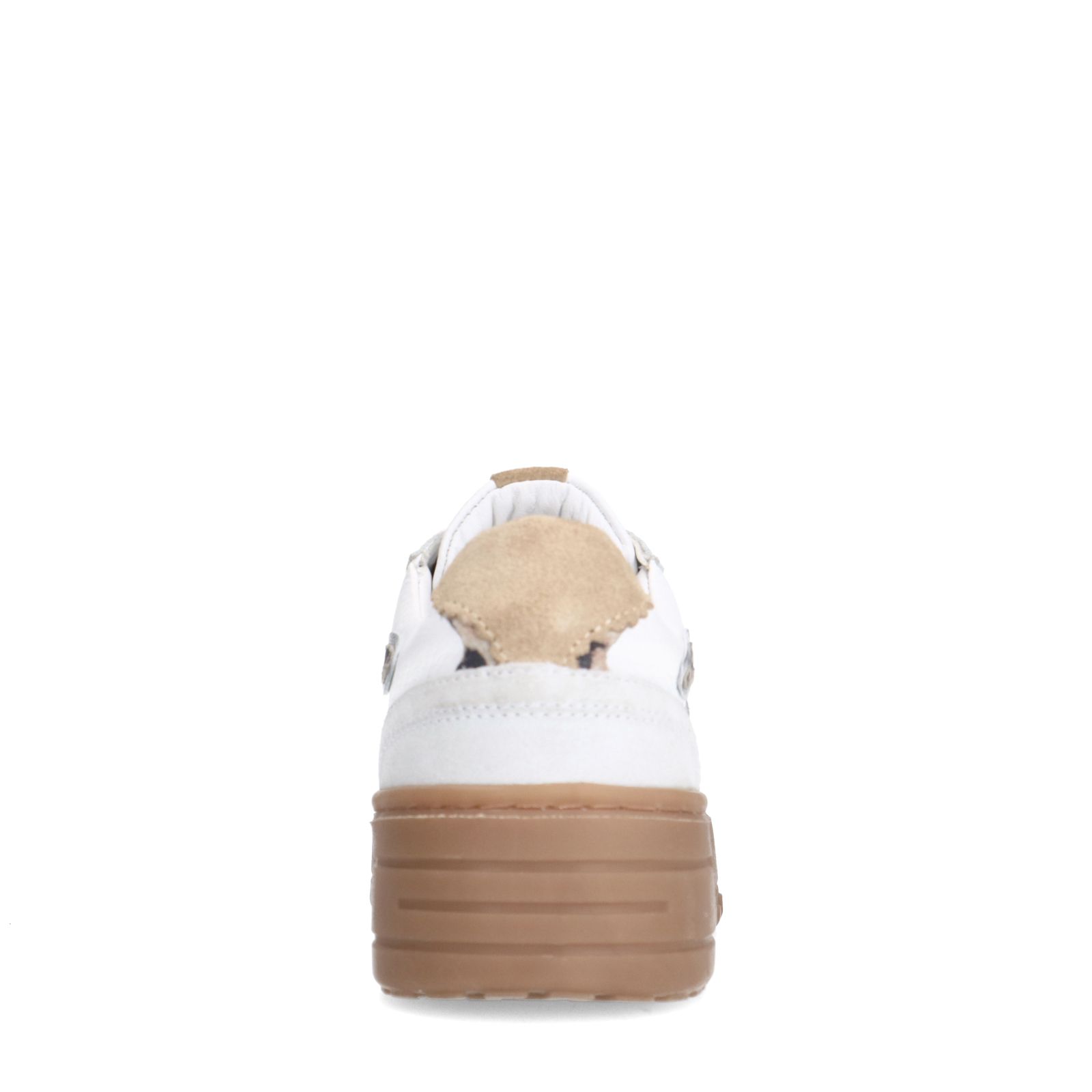 Witte leren sneakers met leopard details