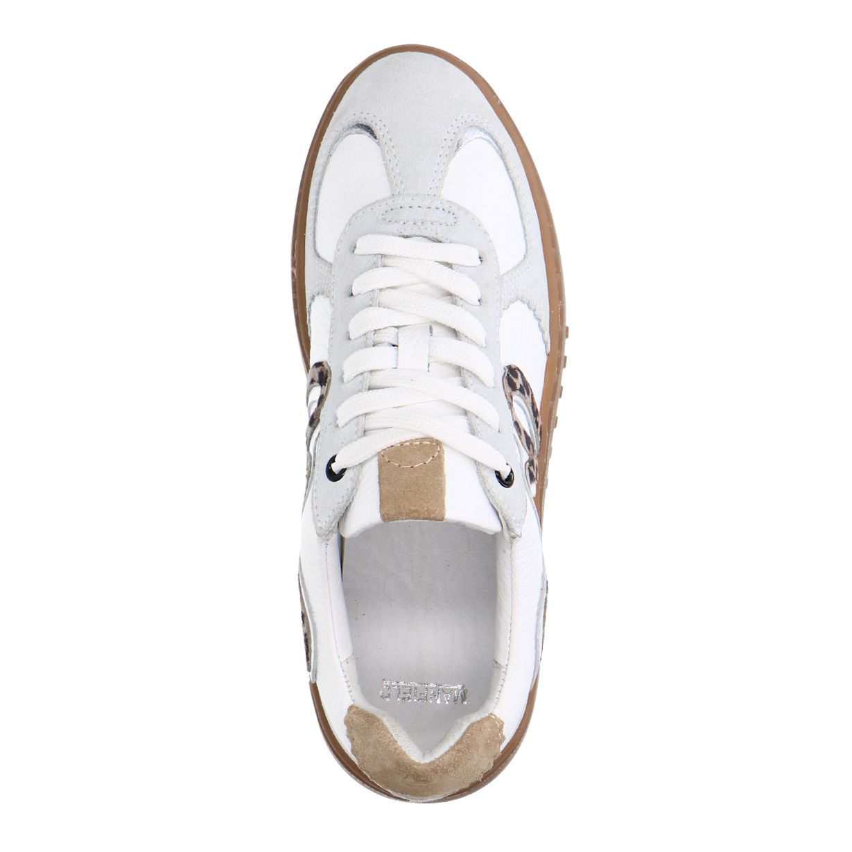 Witte leren sneakers met leopard details