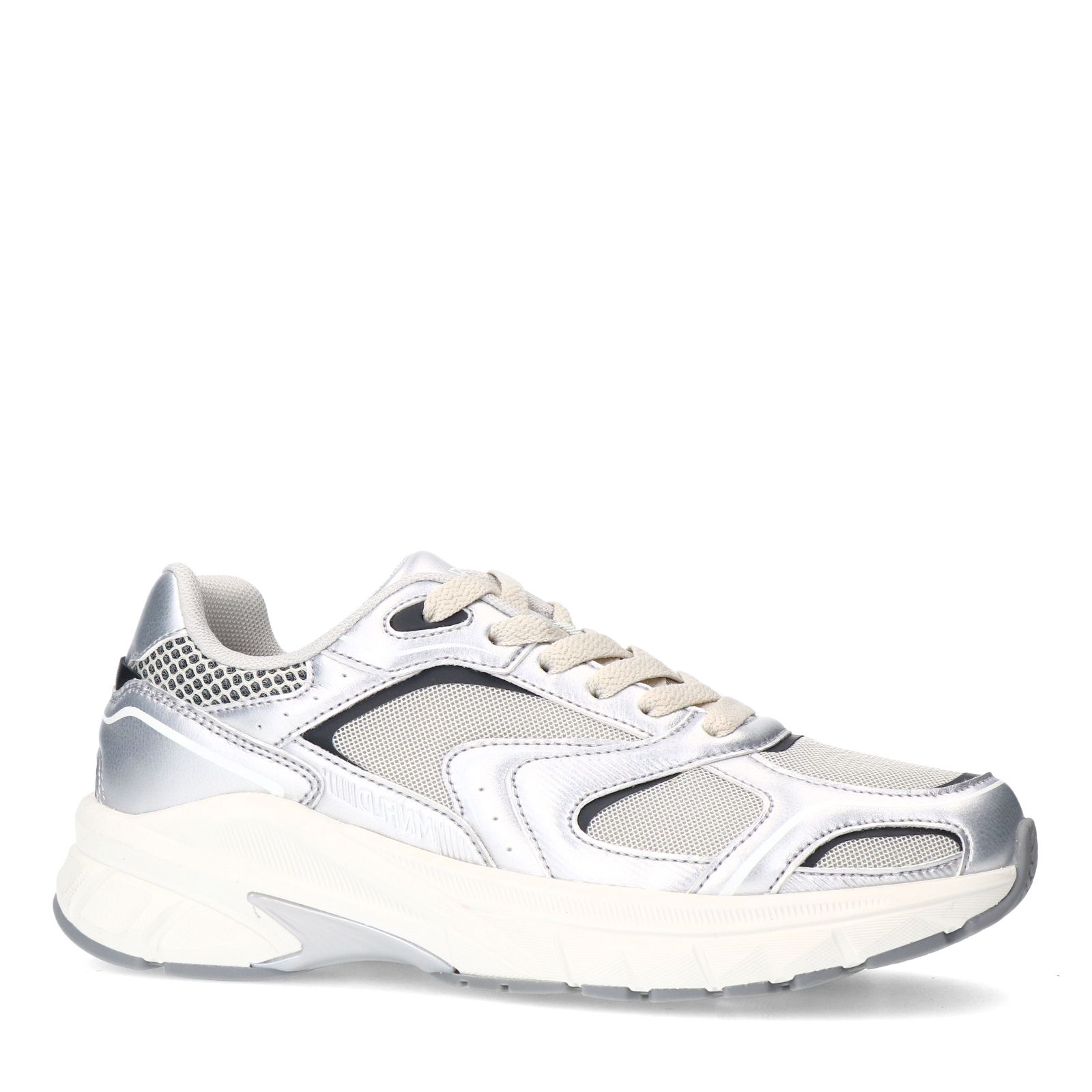 Zilveren sneakers met mesh details