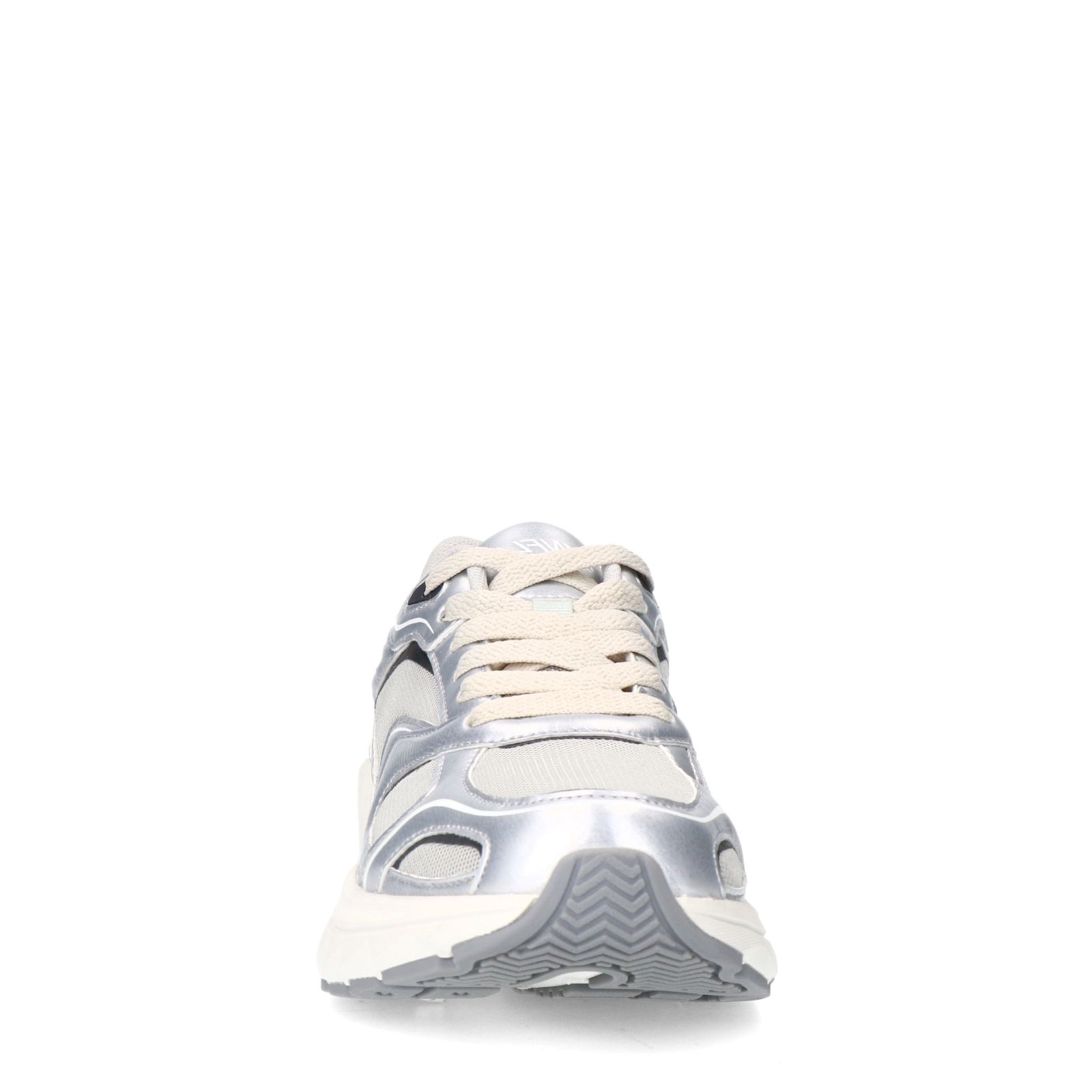 Silberfarbene Sneaker mit Mesh-Details