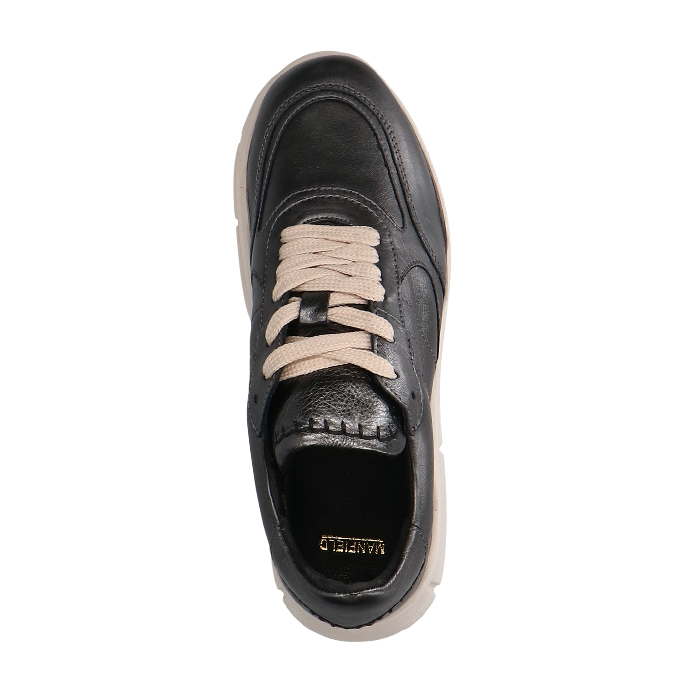 Zilveren leren sneakers Lage sneakers Manfield Manfield