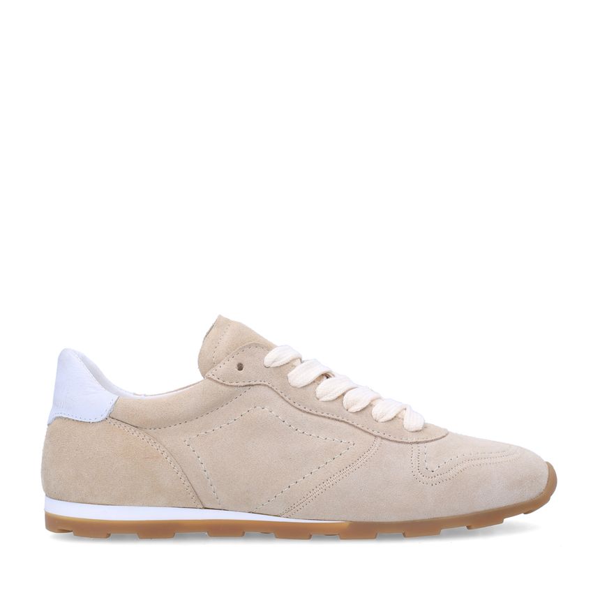 Beigefarbene Veloursleder-Sneaker